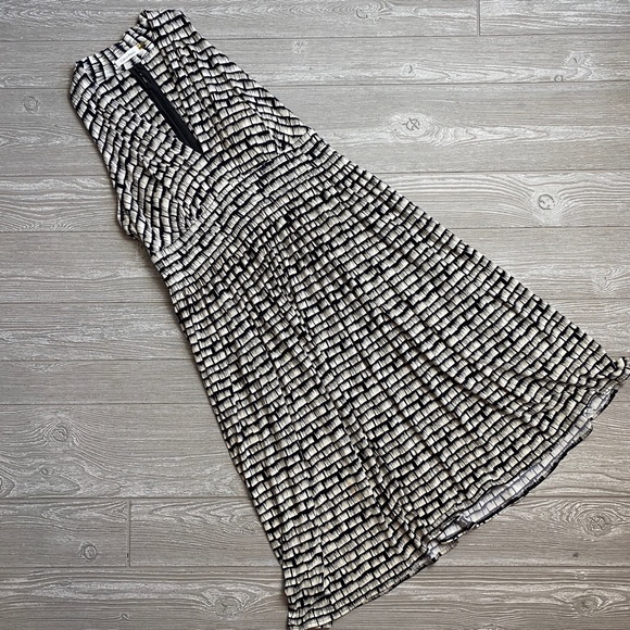 💙 Calvin Klein Black Pattern Sleeveless Jersey Dress 12 - Picture 2 of 8